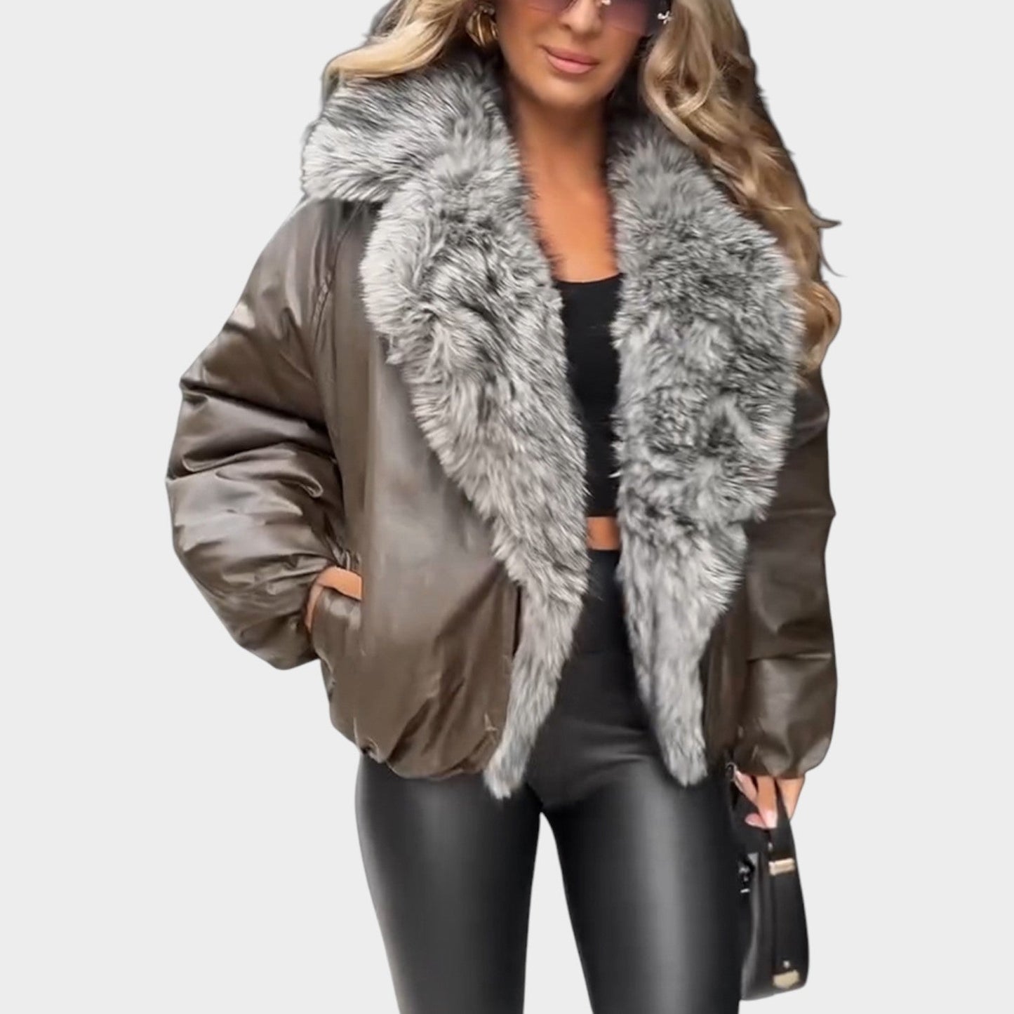 Faux Fur Trim Aviator Jacket