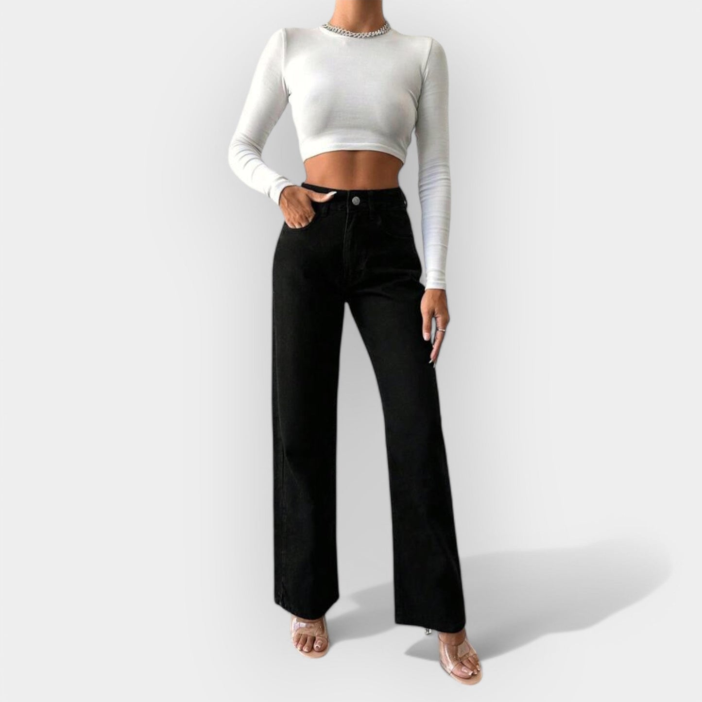 High-Waisted Jeans with Wide Legs