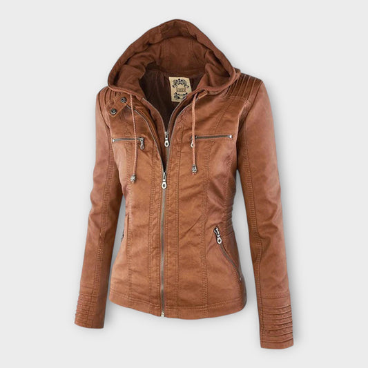 Modern Leather Jacket with Hood and Timeless Design