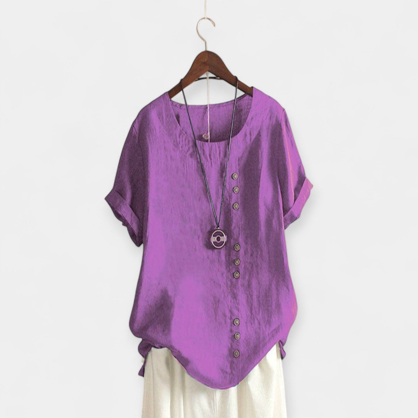Short-Sleeved Blouse with Buttons