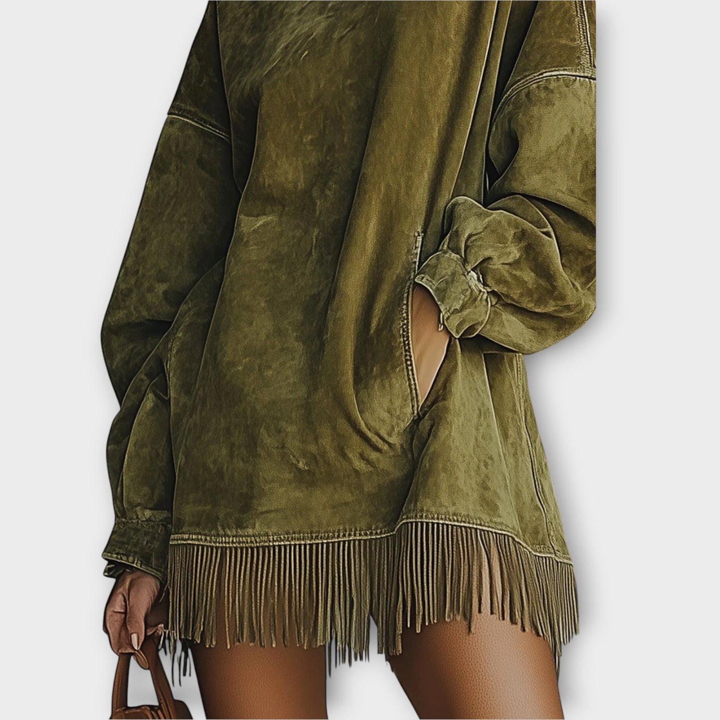 Fringe Turtleneck Mini Dress