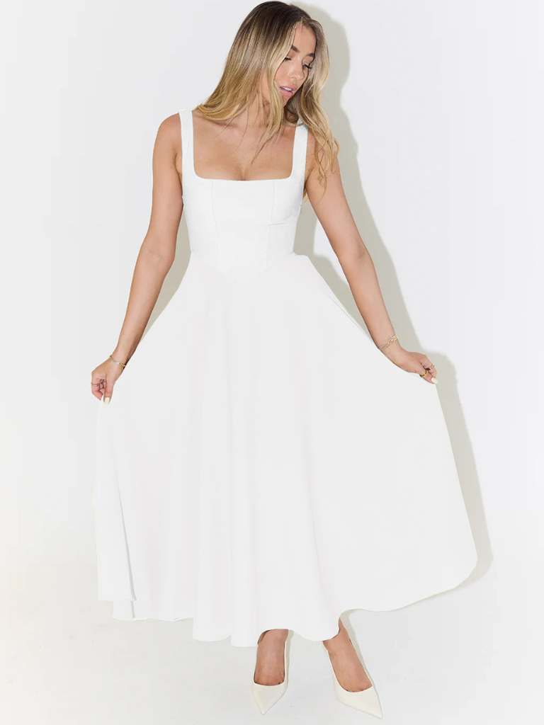 Elegant Midi Dress with Romantic Line