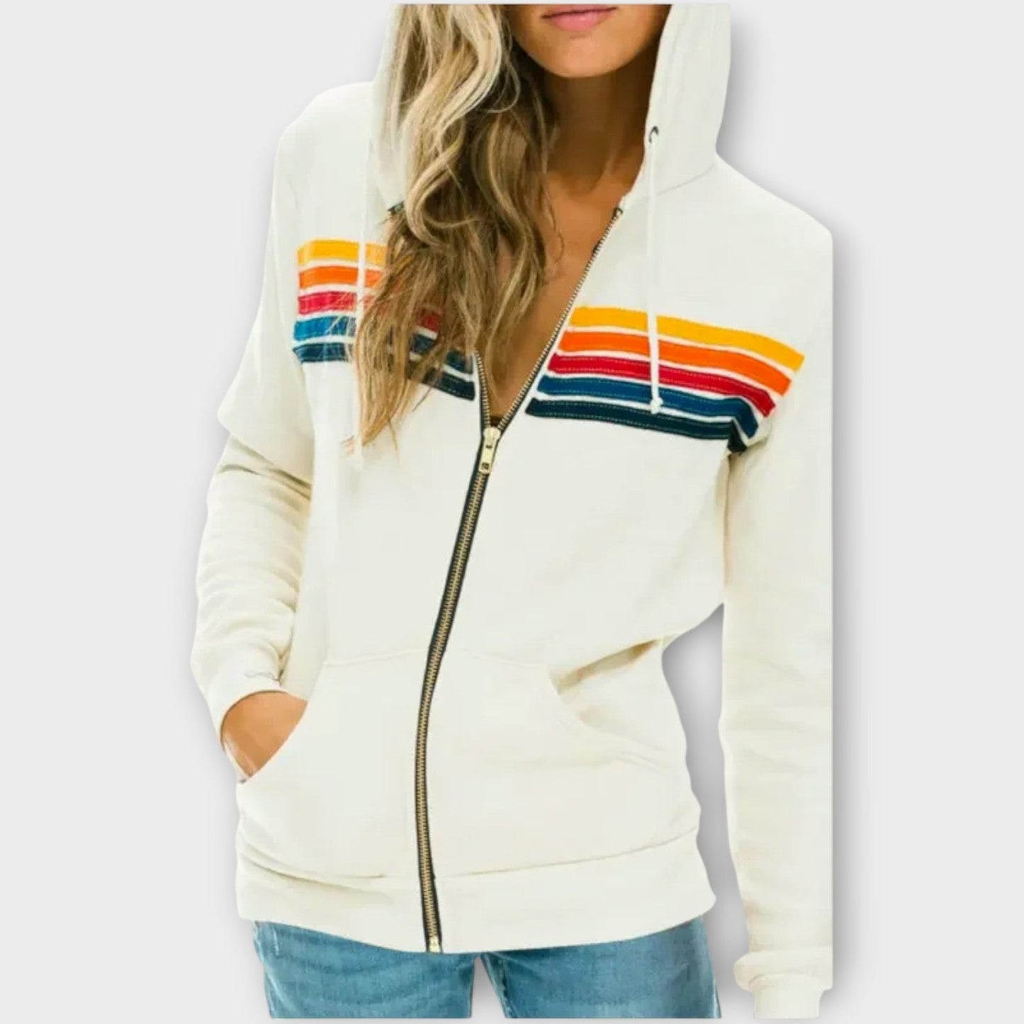 Retro Stripe Zip-Up Hoodie