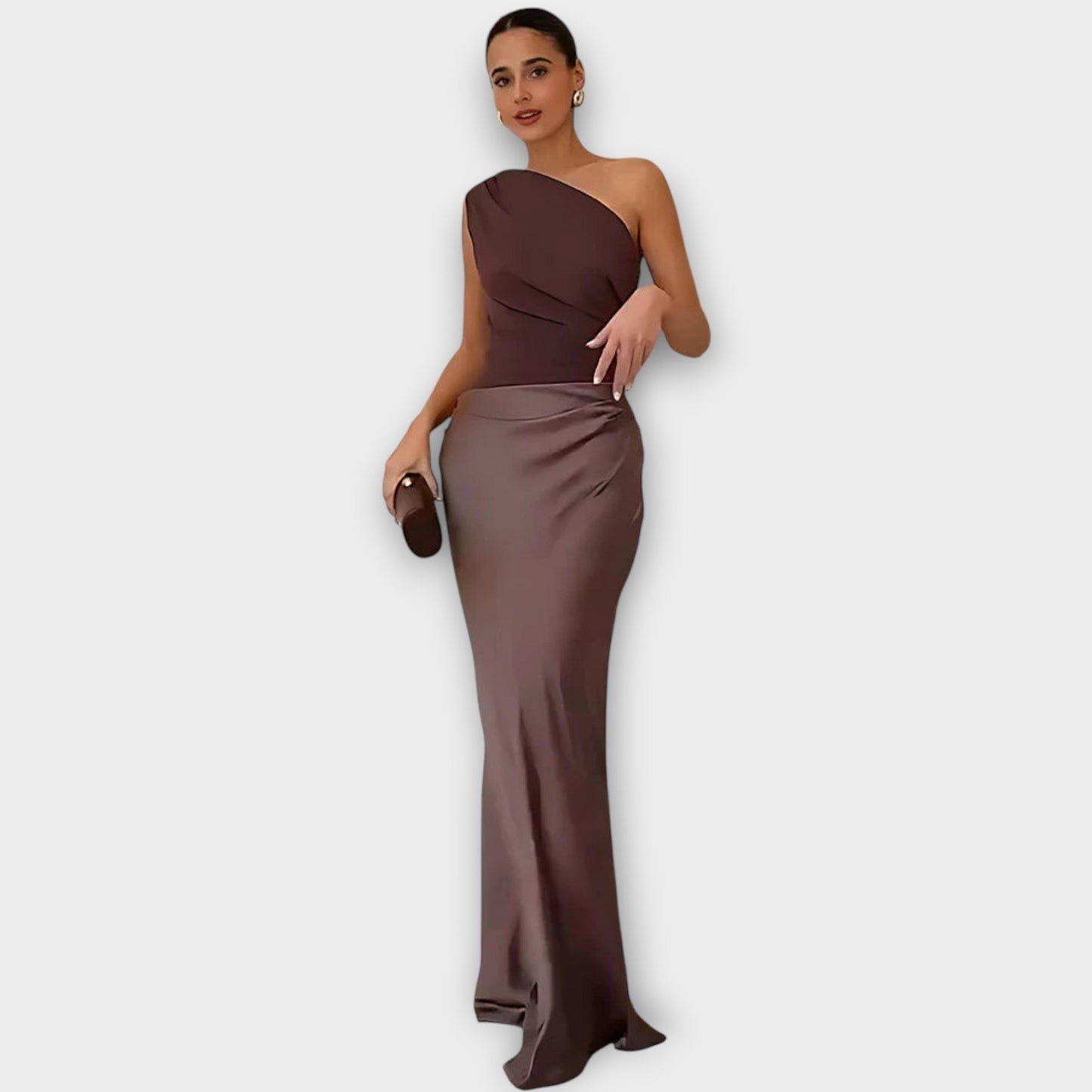 One-Shoulder Satin Evening Gown