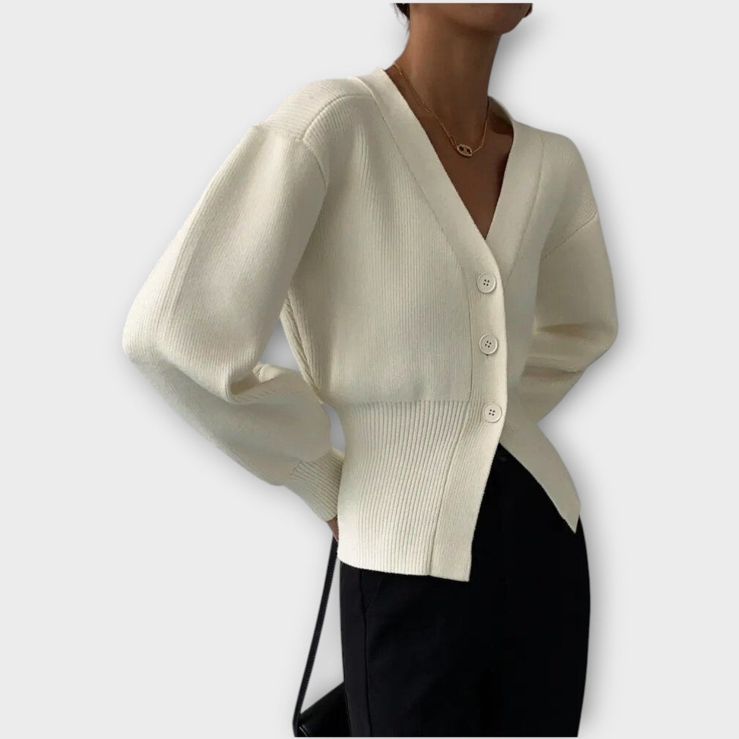 Elegant Rib-Knit Button Cardigan