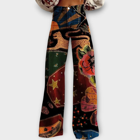 Patchwork Print Jeans