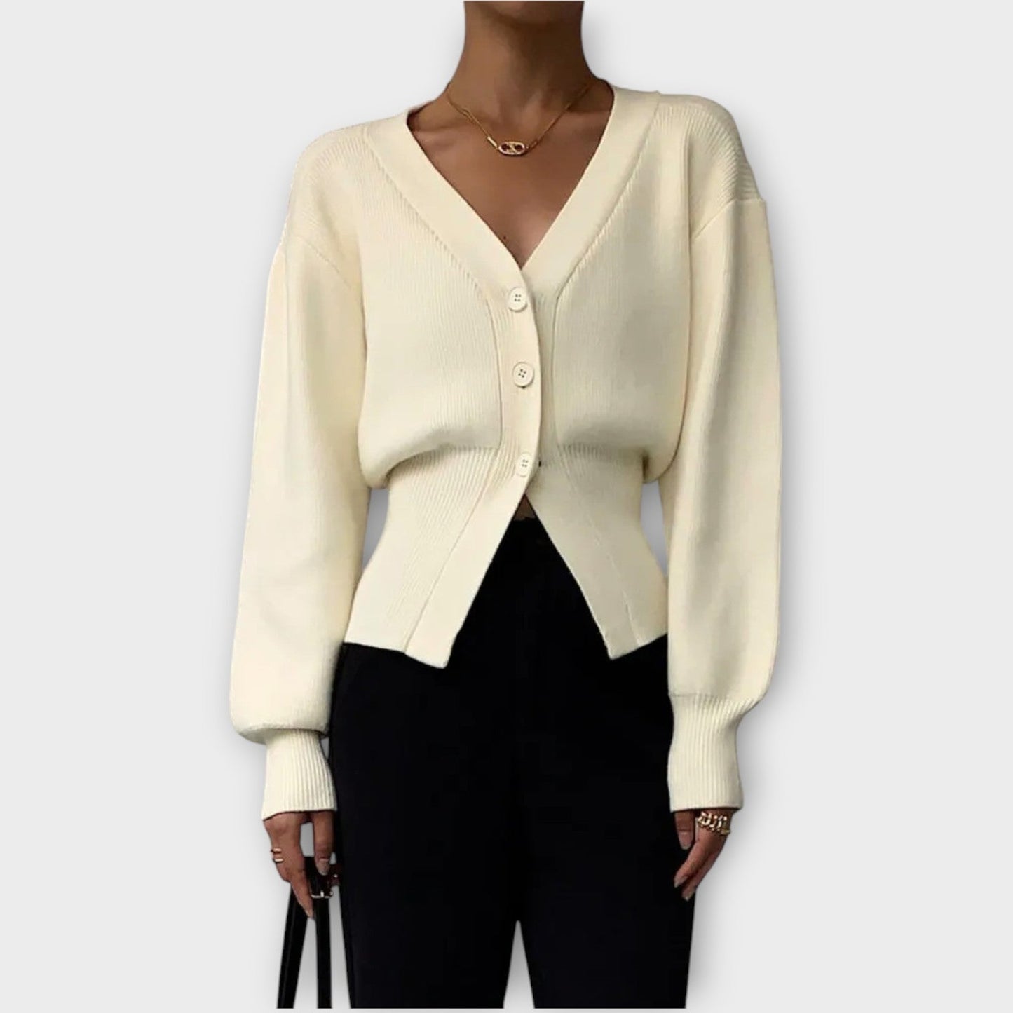 Elegant Rib-Knit Button Cardigan