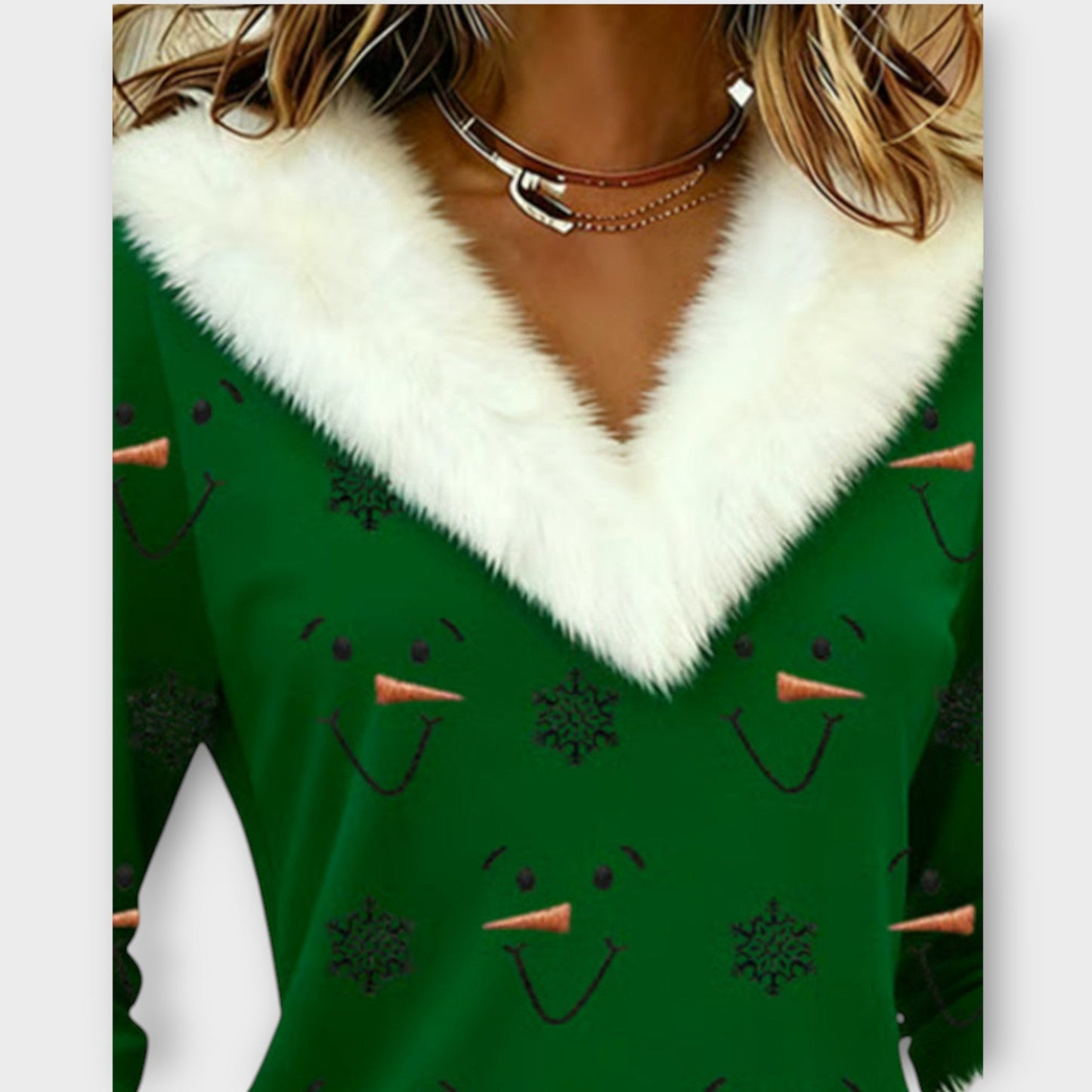 Frosty Smile Faux-Fur Holiday Top