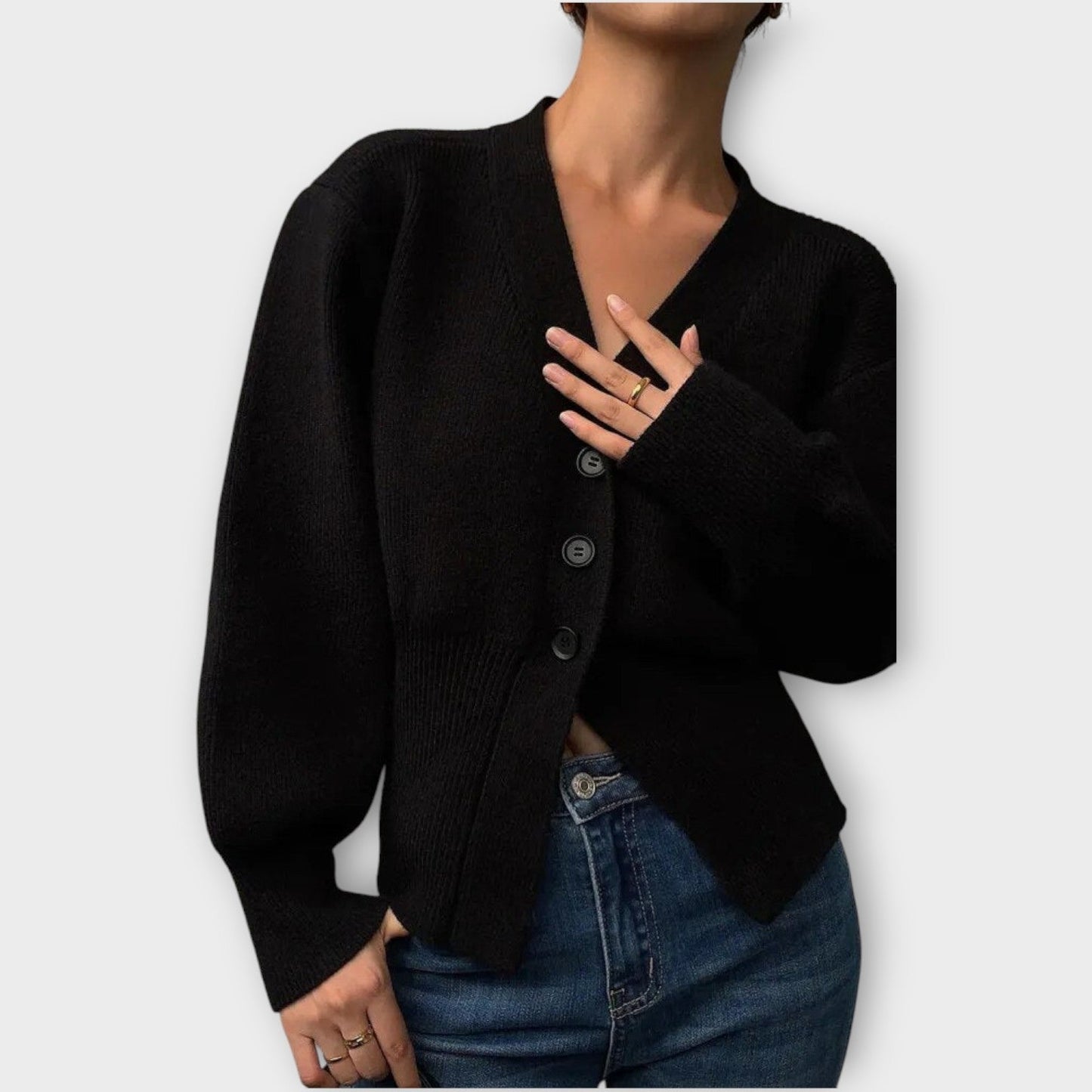 Elegant Rib-Knit Button Cardigan