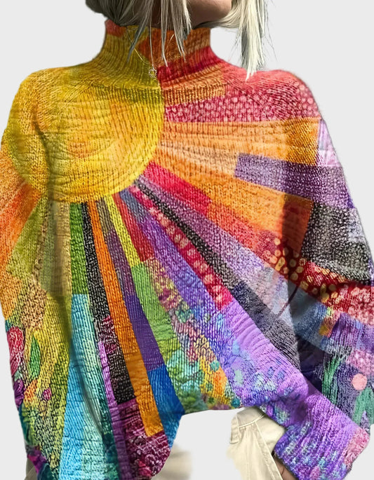 Knitted Polo Neck with Lively Design