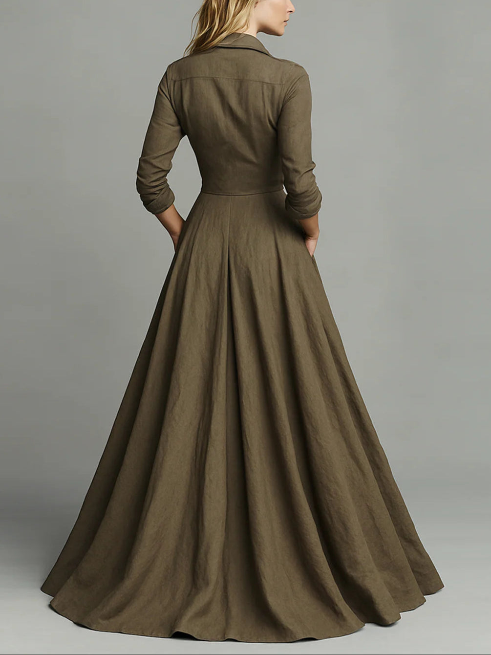 Long Vintage Button-Down Dress for an Elegant and Timeless Style