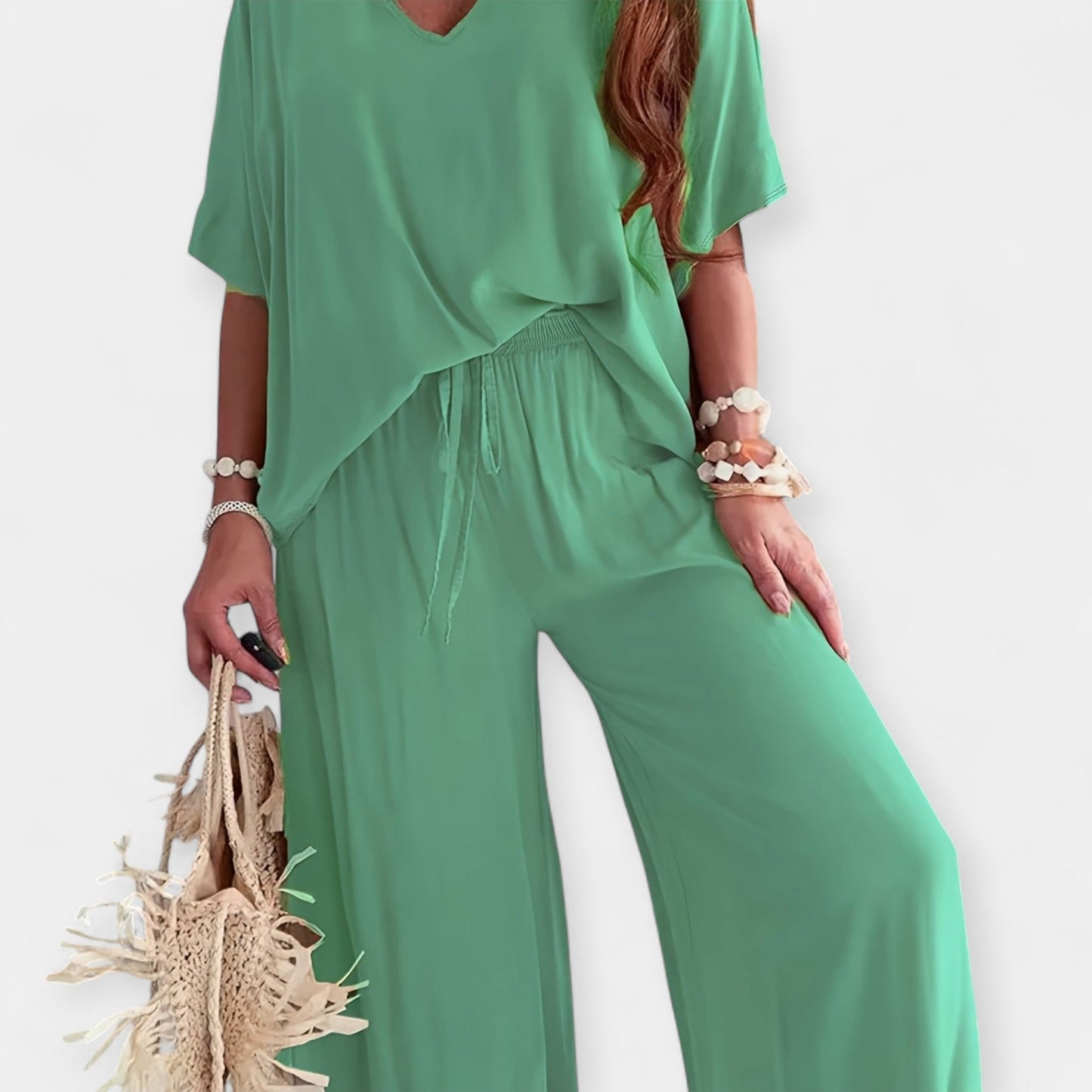 Airy Set with Wide Trousers and Loose Top