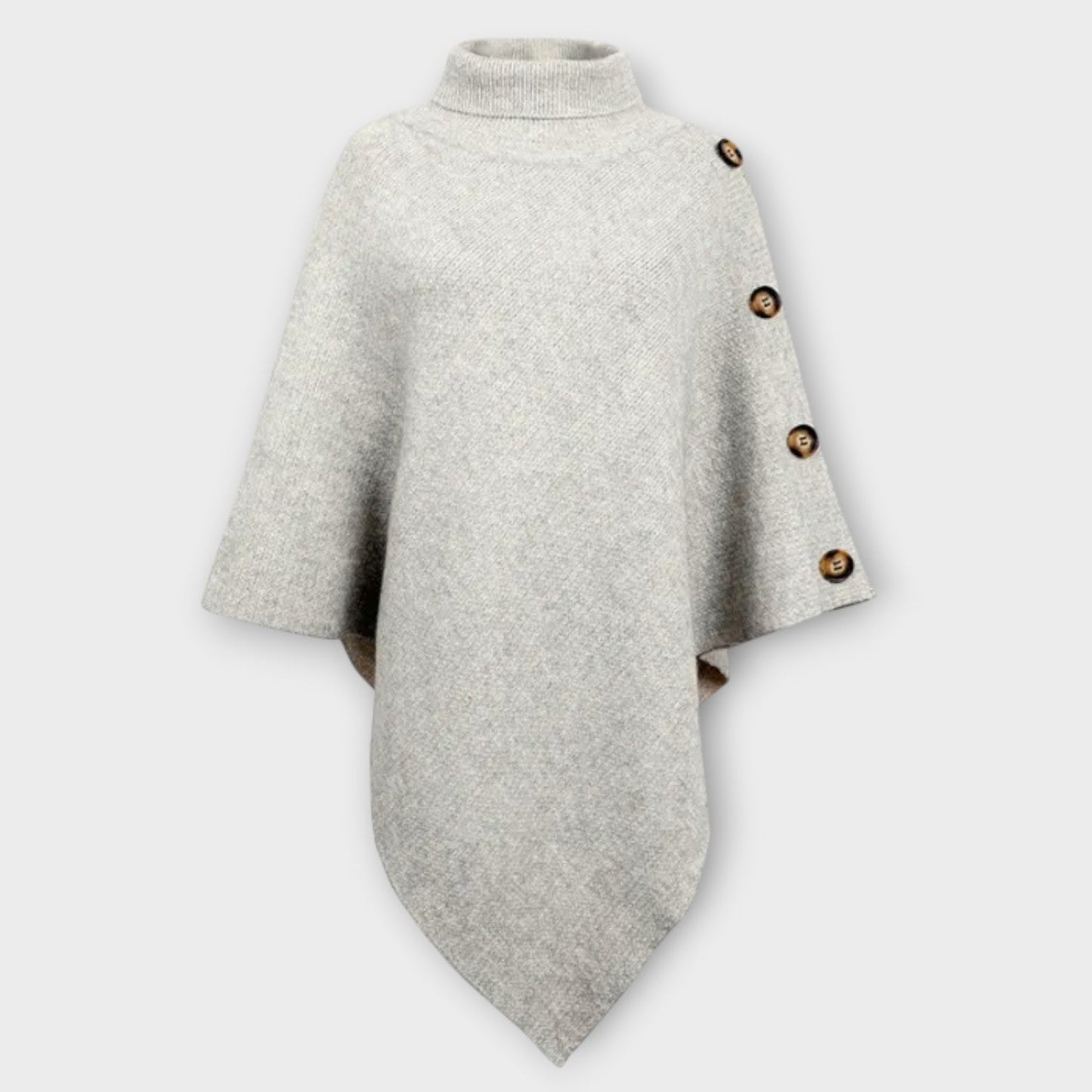 Soft Knit Button-Detail Poncho