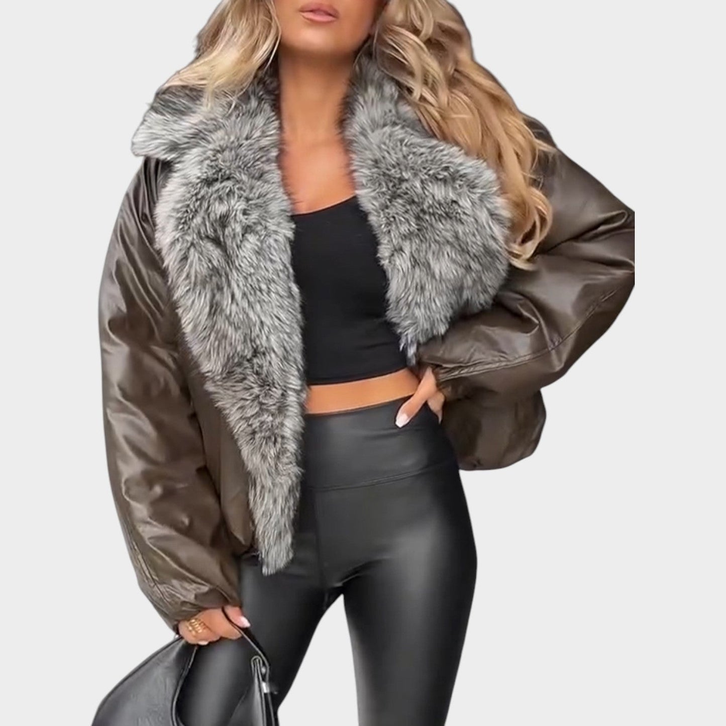 Faux Fur Trim Aviator Jacket