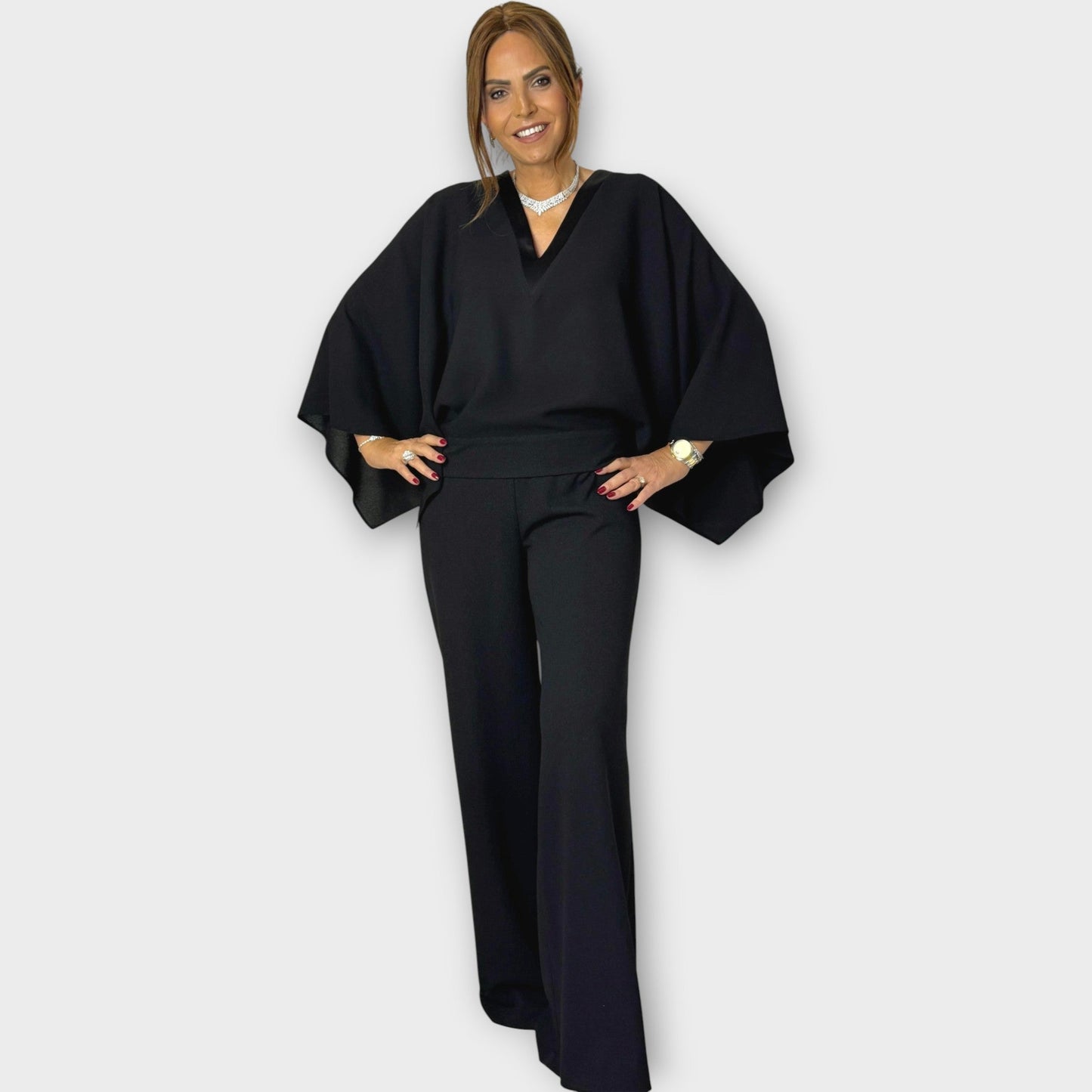 Elegant Flow Cape Jumpsuit
