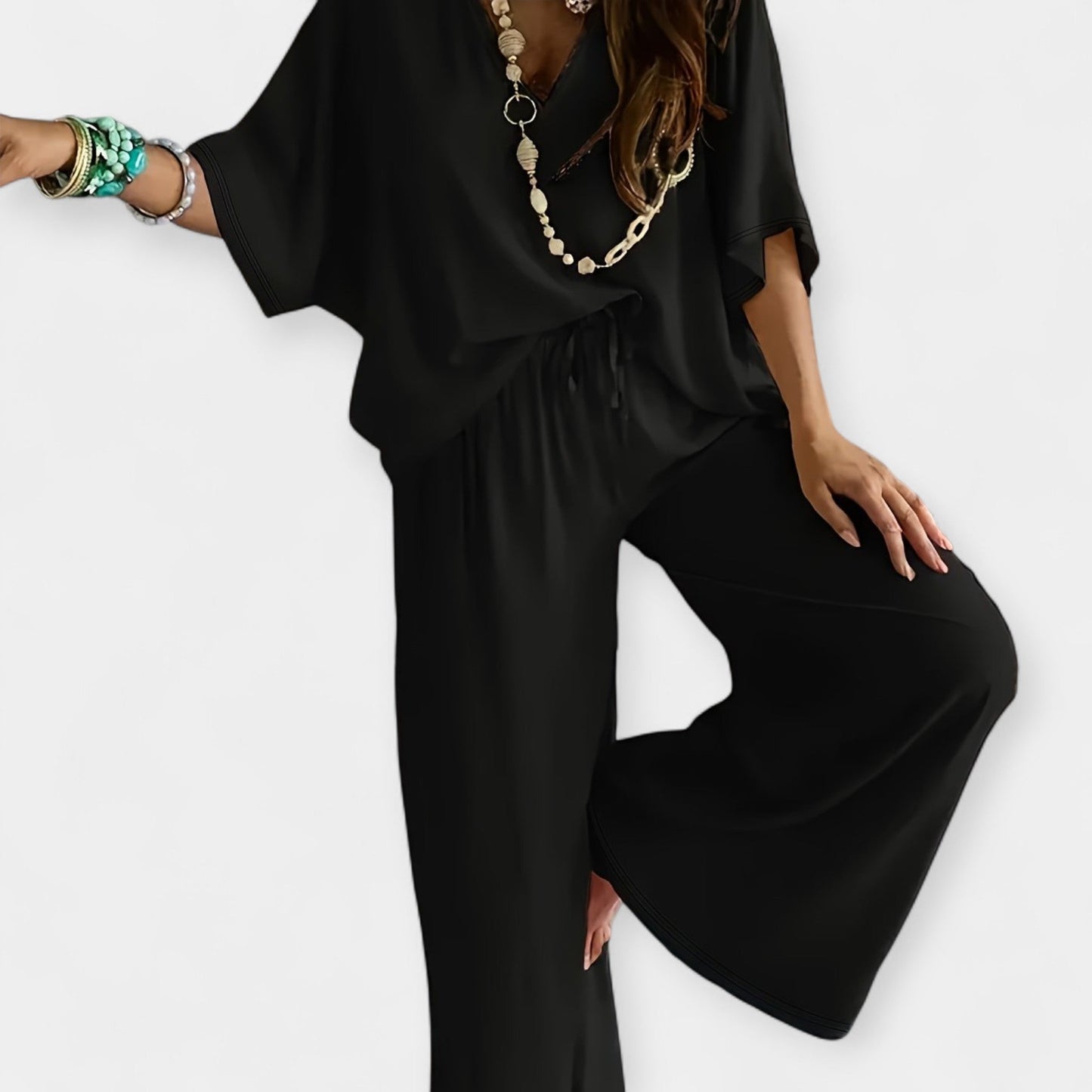 Airy Set with Wide Trousers and Loose Top