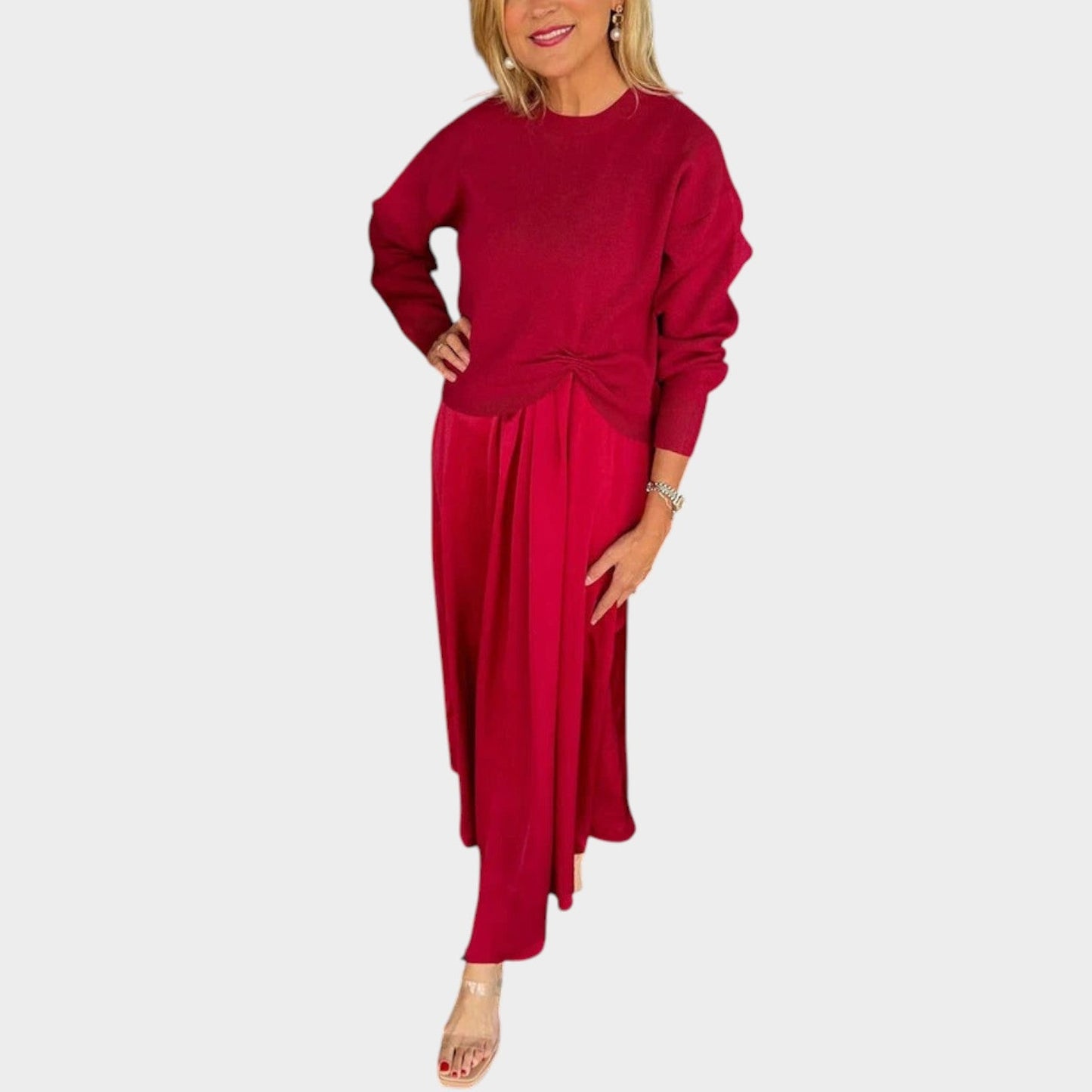 Soft Knit Twist Midi Dress