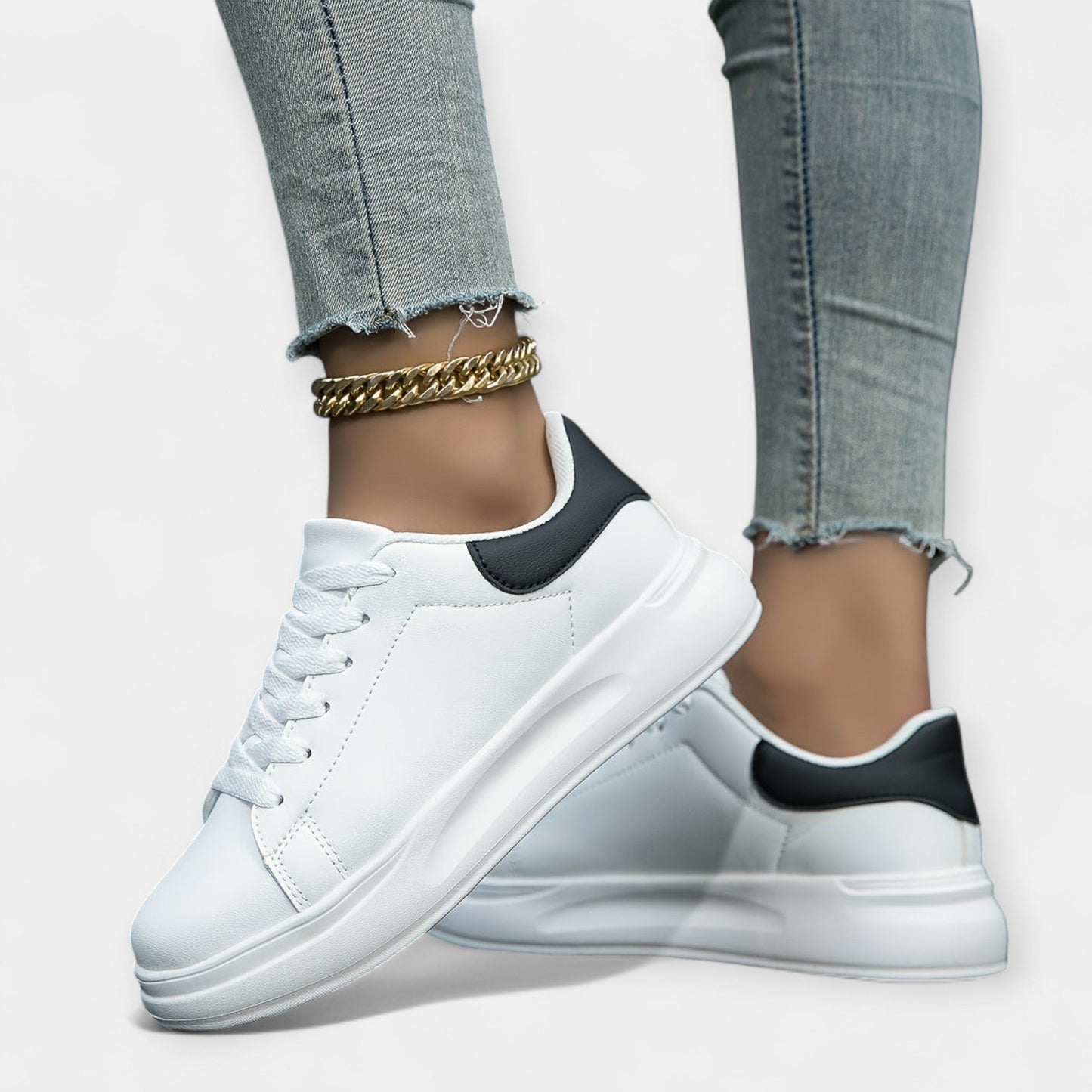 White Leather Sports Shoes