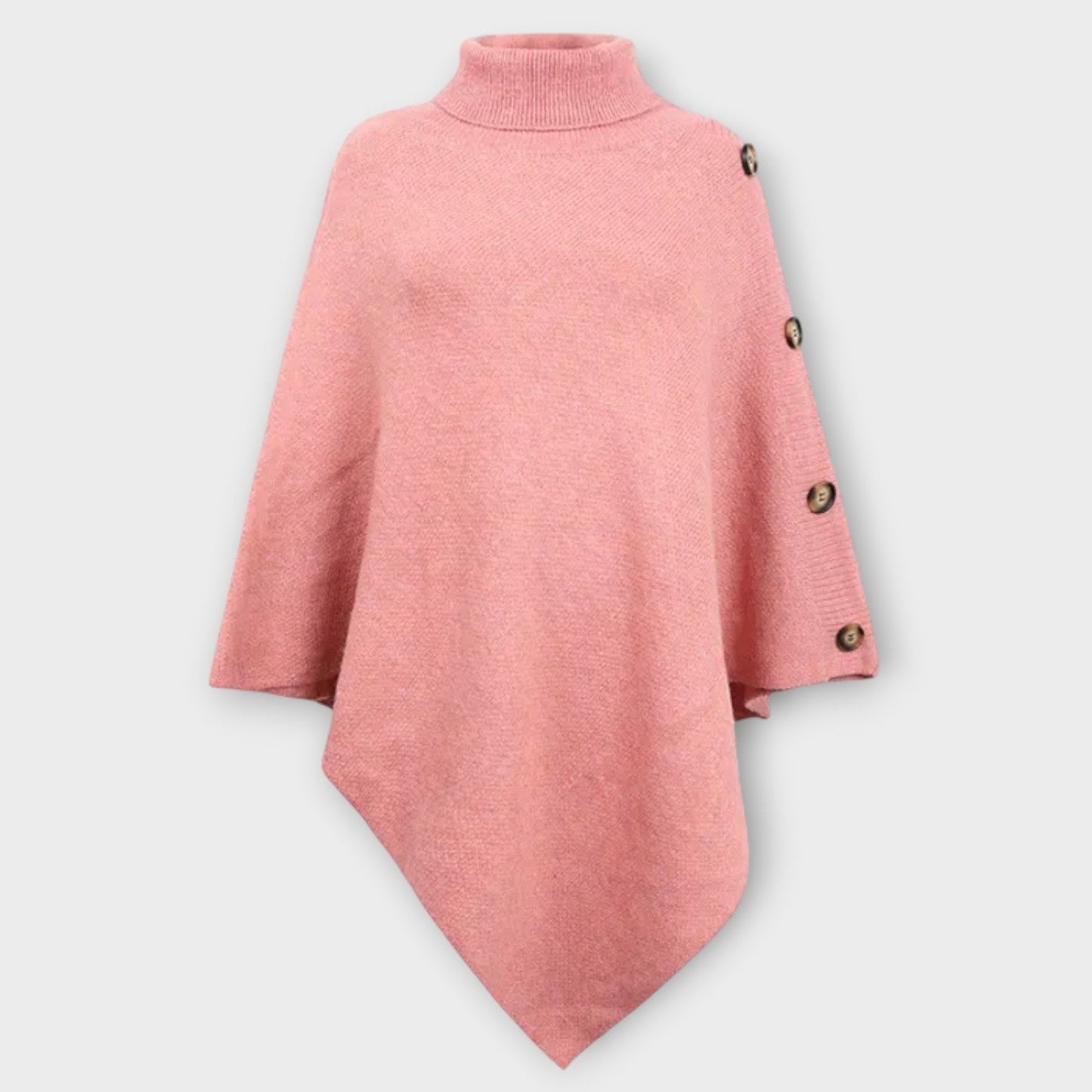 Soft Knit Button-Detail Poncho