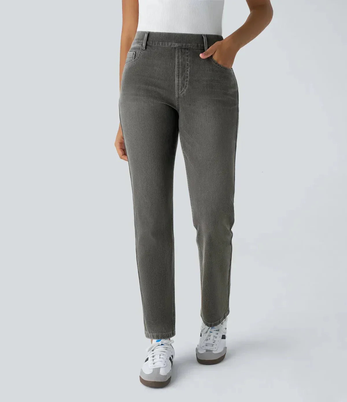 Elastic and Comfortable High-Waisted Trousers