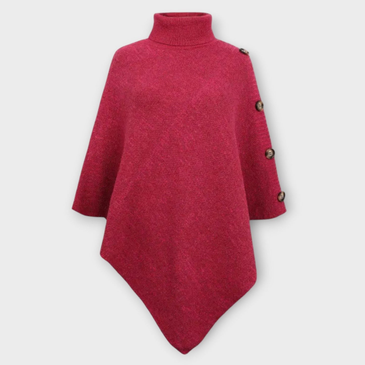 Soft Knit Button-Detail Poncho