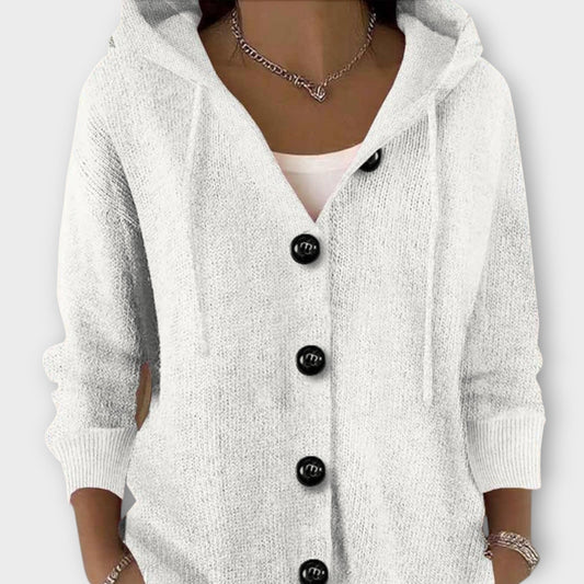Cozy Button-Front Hooded Knit Cardigan