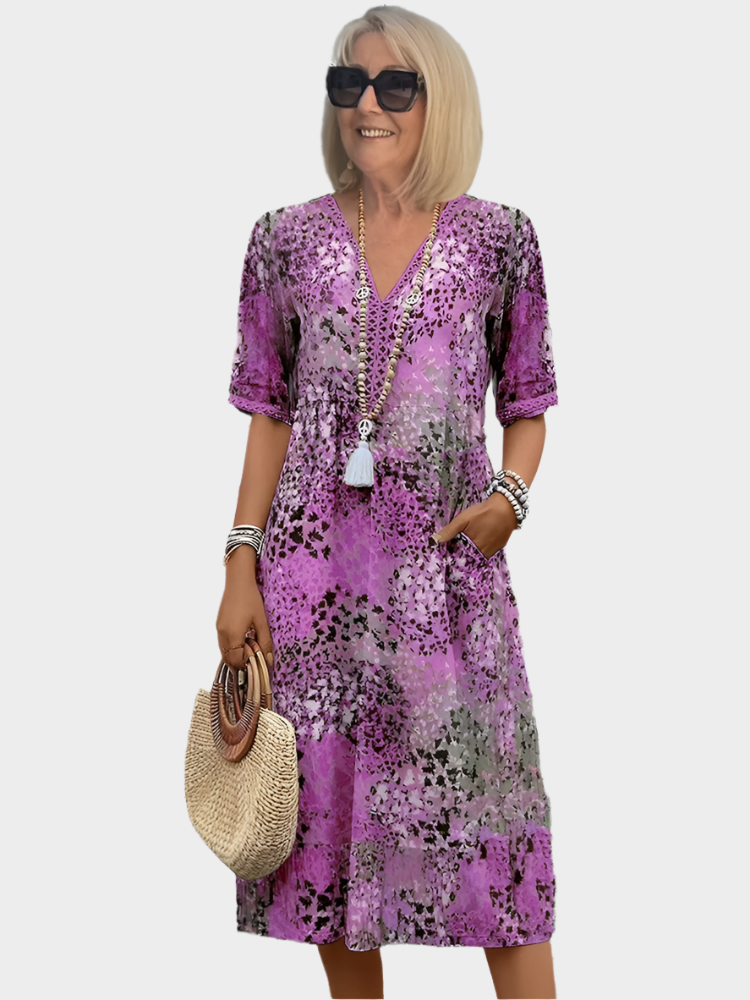 Airy Summer Dress with V Neckline