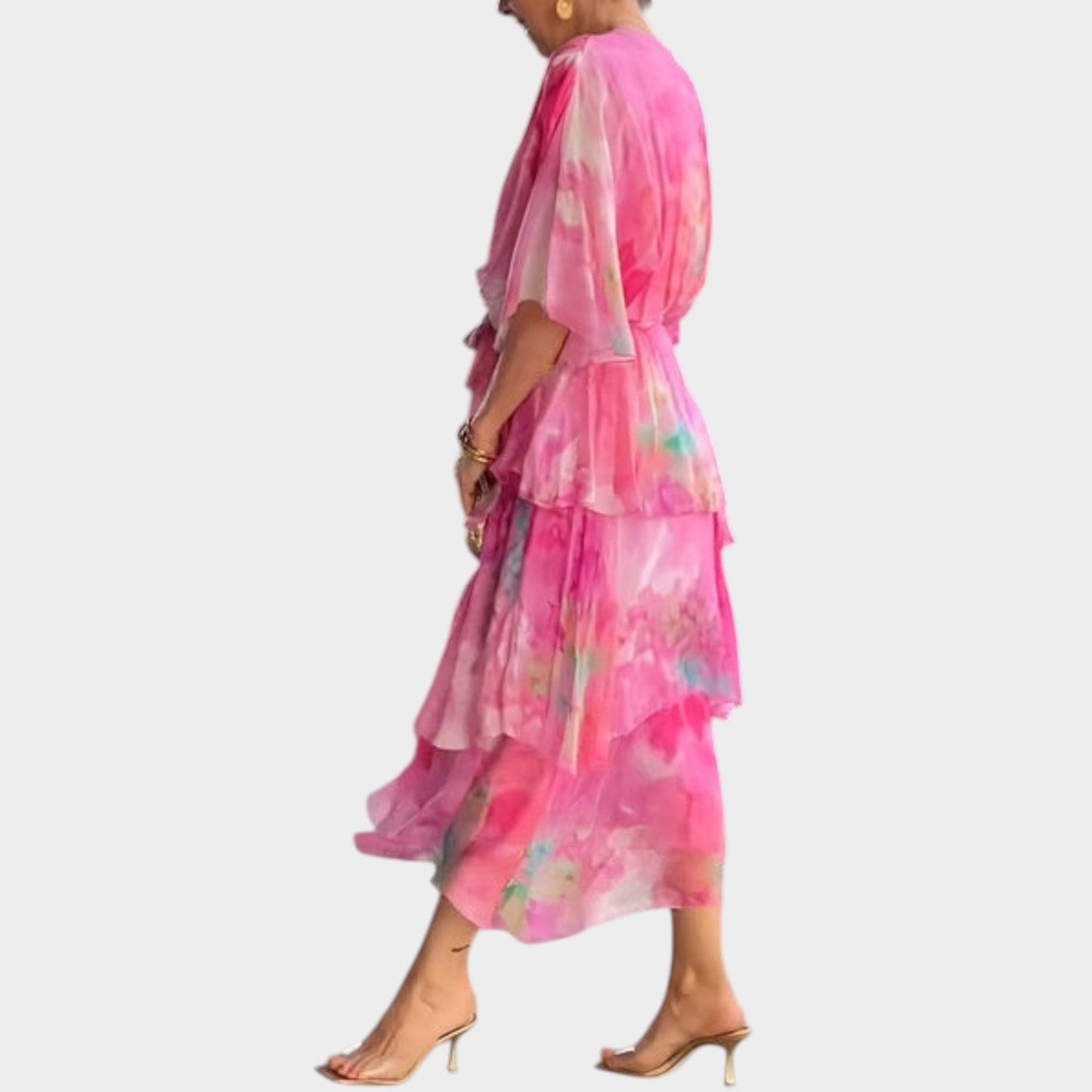 Elegant Floral Chiffon Maxi Dress