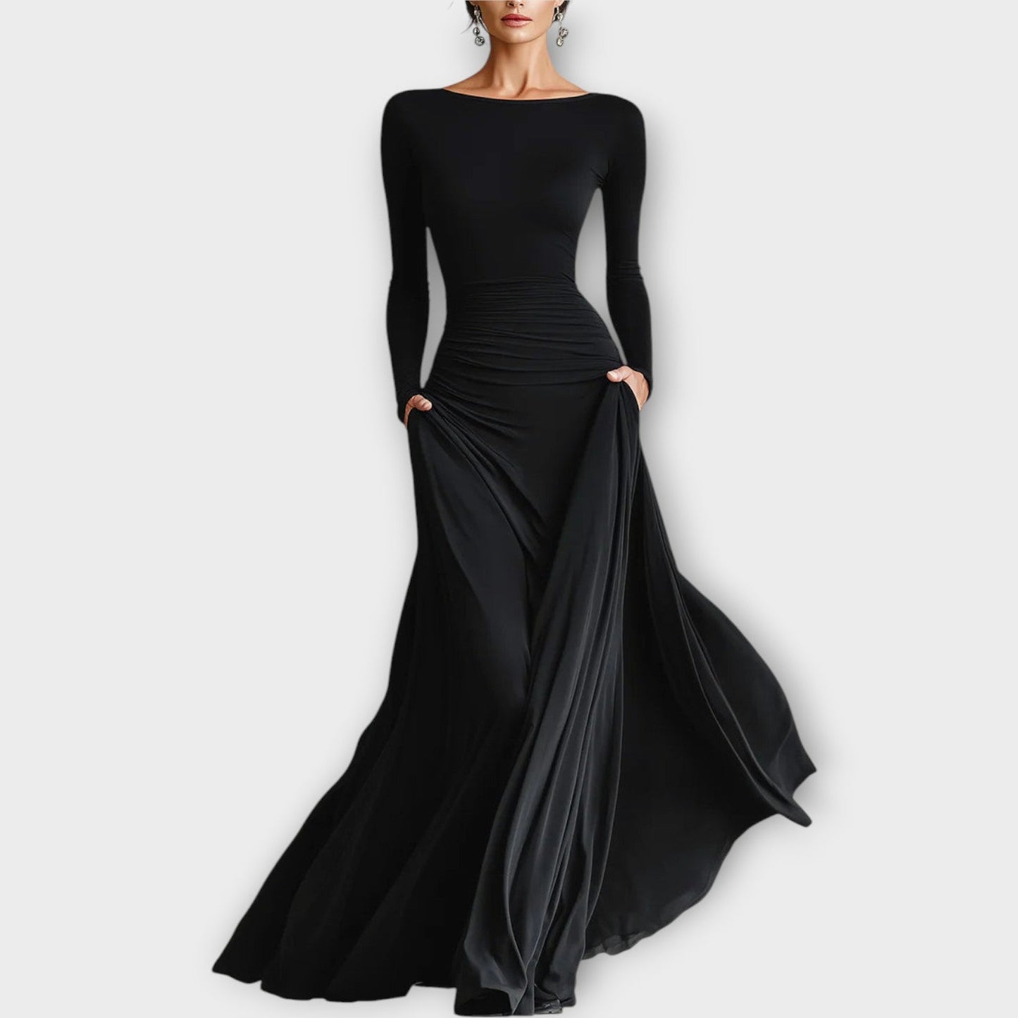 Elegant Long-Sleeve Evening Gown