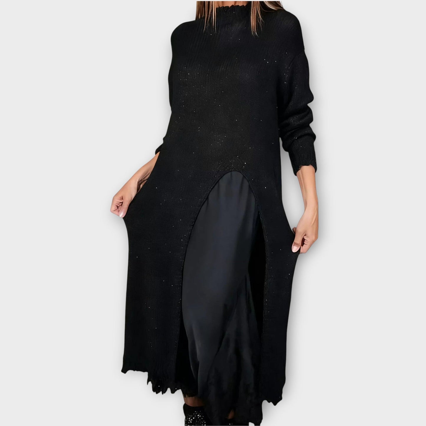 Elegant Knit Maxi Dress with Side Slit