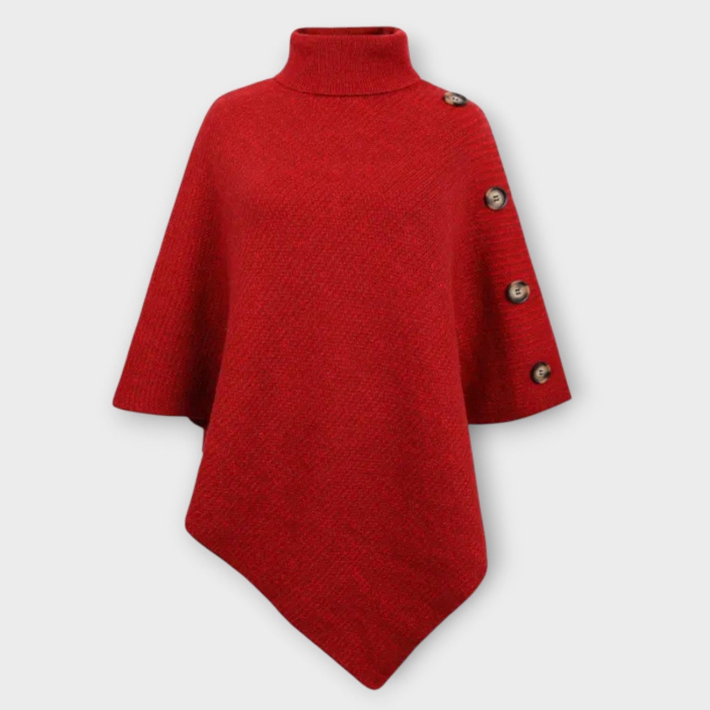 Soft Knit Button-Detail Poncho