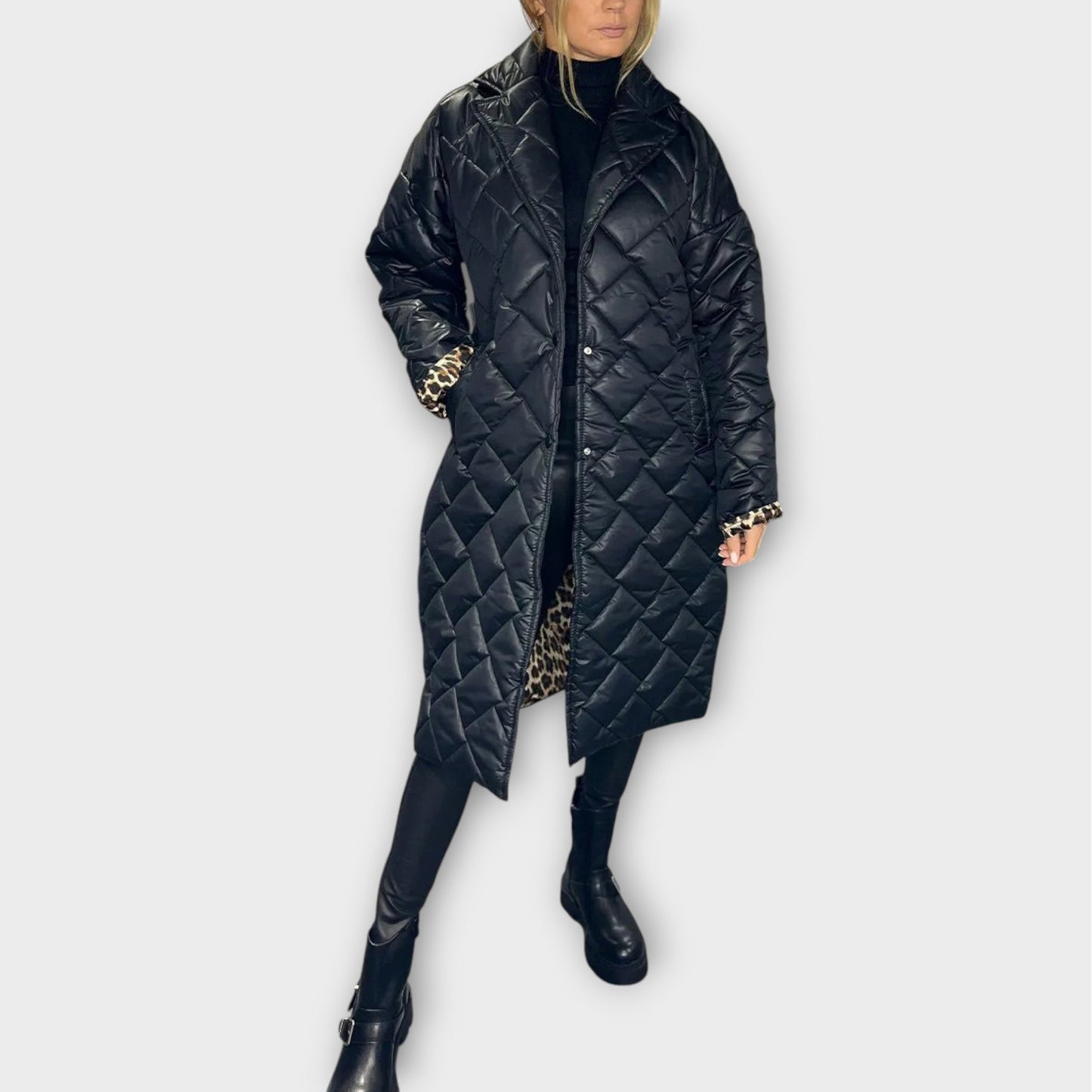 Reversible Padded Jacket with Leopard Lining