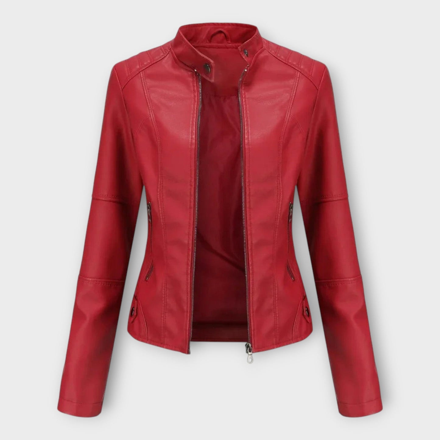 Leather Elegant Blazer with Modern Line and Timeless Style