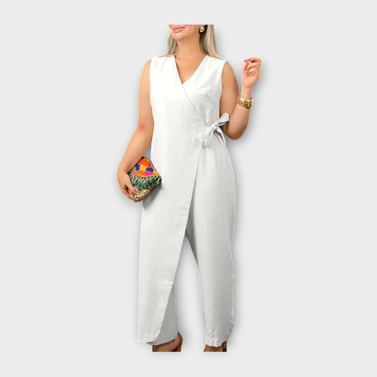 Full-Length Jumpsuit with Waist Tie