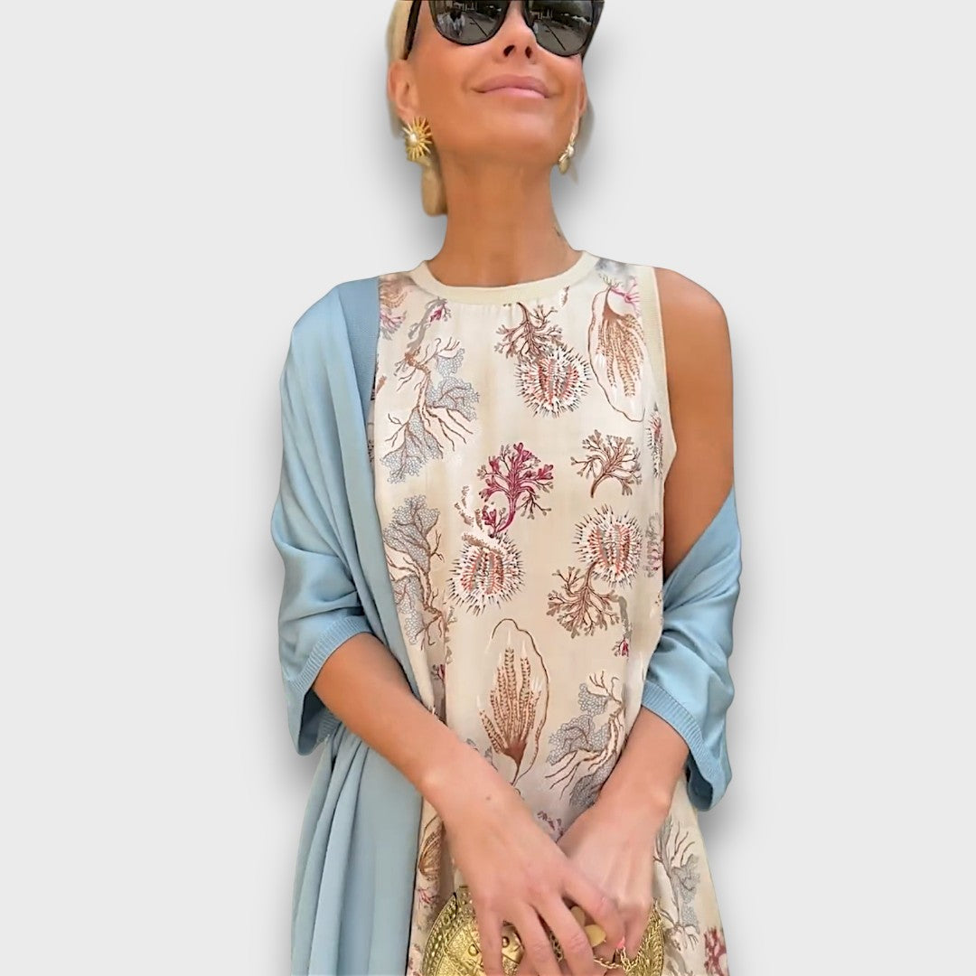 Long Floral Dress with Airy Jacket