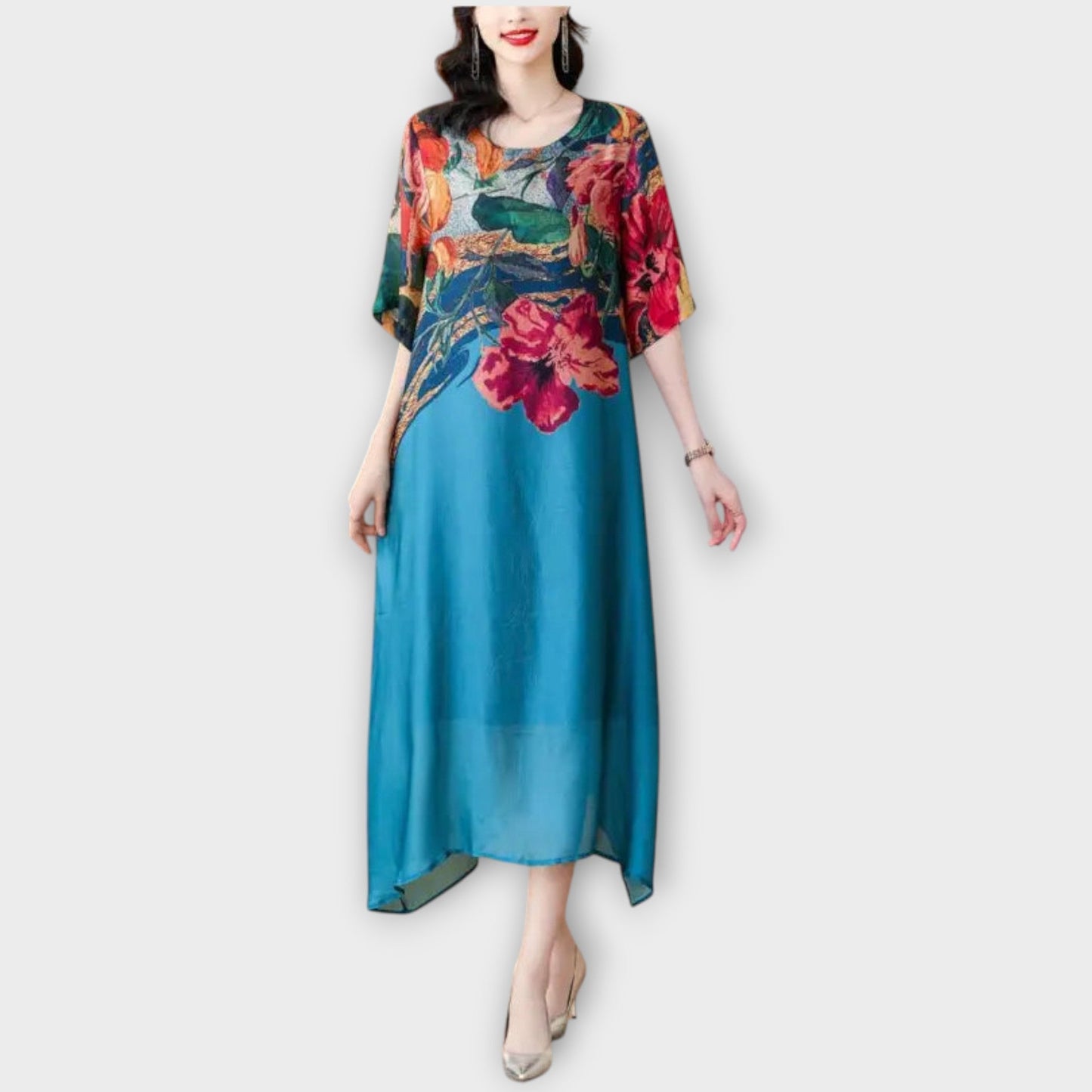 Elegant Floral Print Maxi Dress
