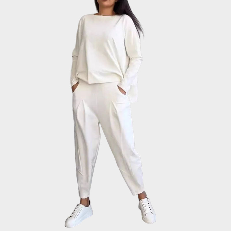 Blouse and Trousers Set with Airy Elegance