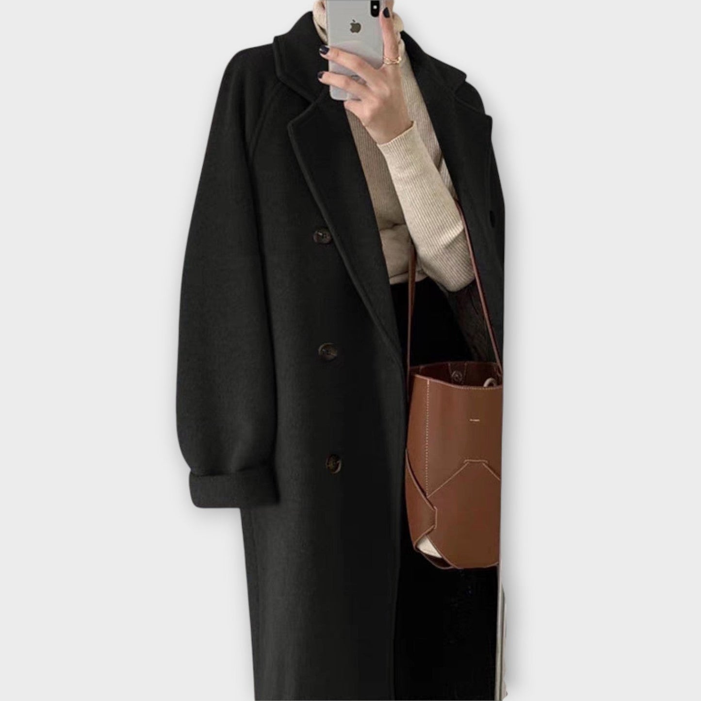 Elegant Longline Double-Breasted Coat