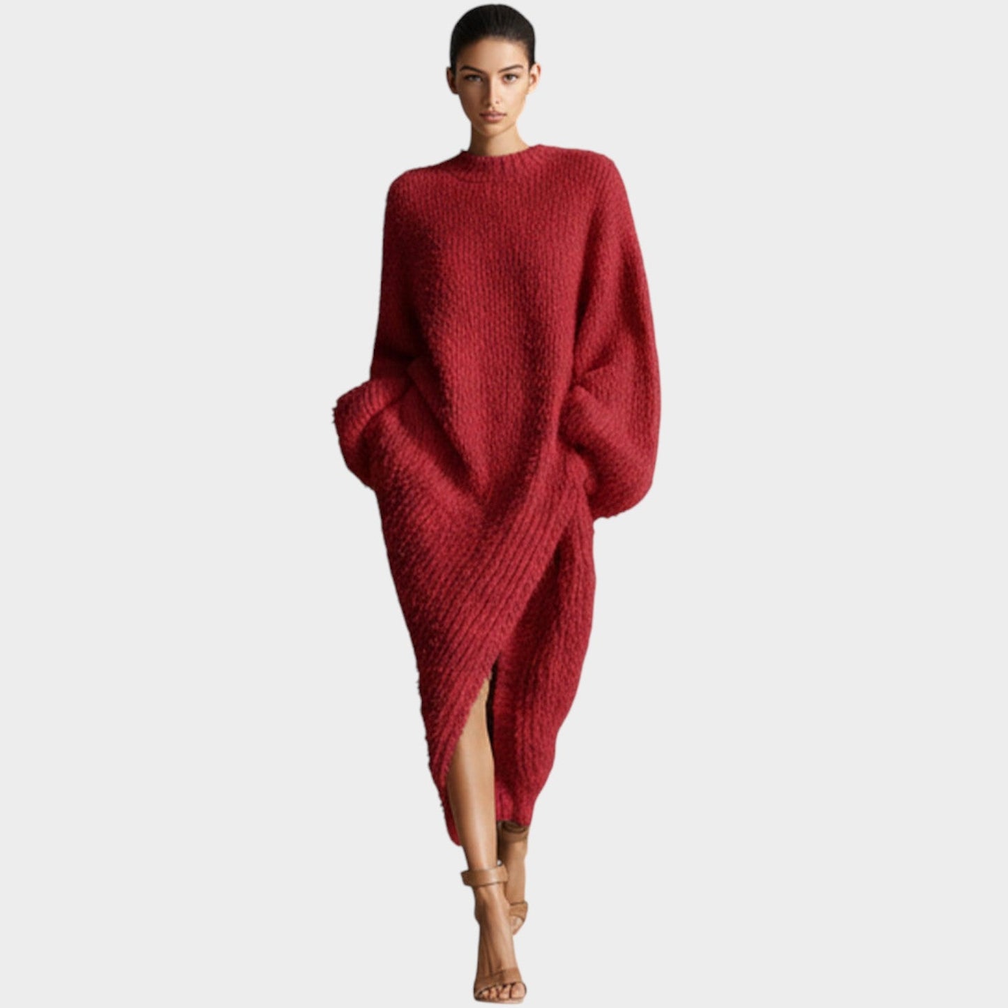 Textured Knit Midi Dress